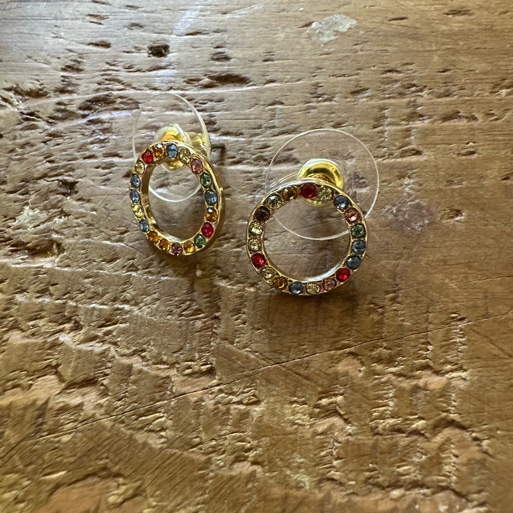 Multicolor Gemstone Circle Earrings